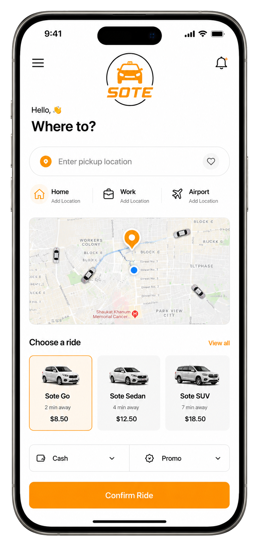 SOTE rider booking app