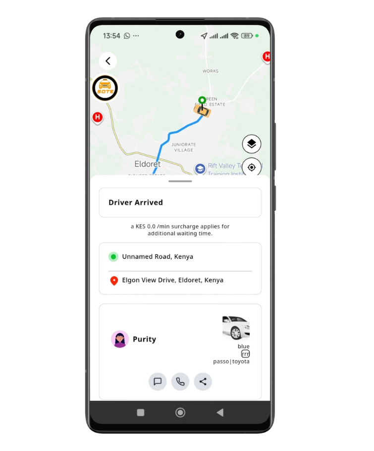 Sote rider app ride confirmation screen